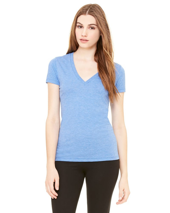 Bella+Canvas 8435 - Camiseta Triblend de manga corta y cuello en V para mujer