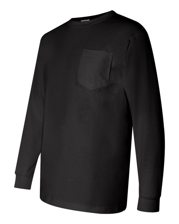 Bayside 3055 - Camiseta de manga larga con bolsillo de Union-Made