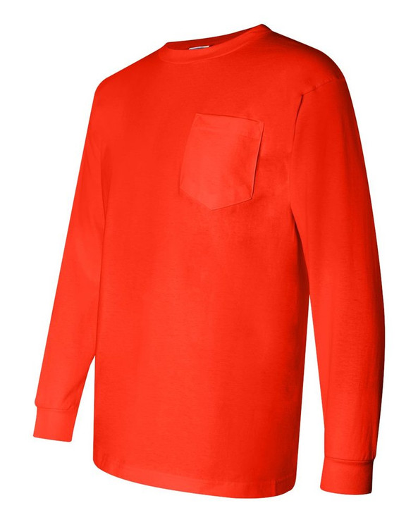 Bayside 3055 - Camiseta de manga larga con bolsillo de Union-Made