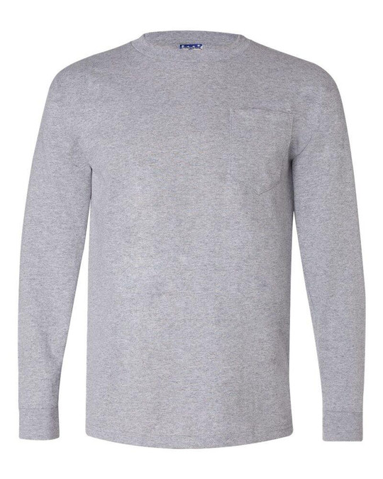 Bayside 3055 - Union-Made Long Sleeve T-Shirt with a Pocket