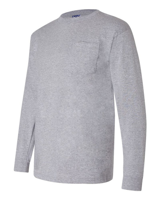 Bayside 3055 - Union-Made Long Sleeve T-Shirt with a Pocket