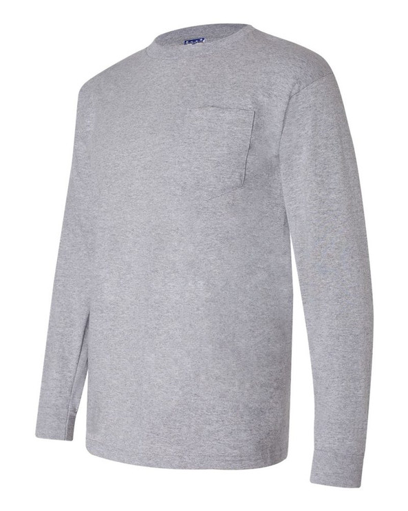 Bayside 3055 - Union-Made Long Sleeve T-Shirt with a Pocket