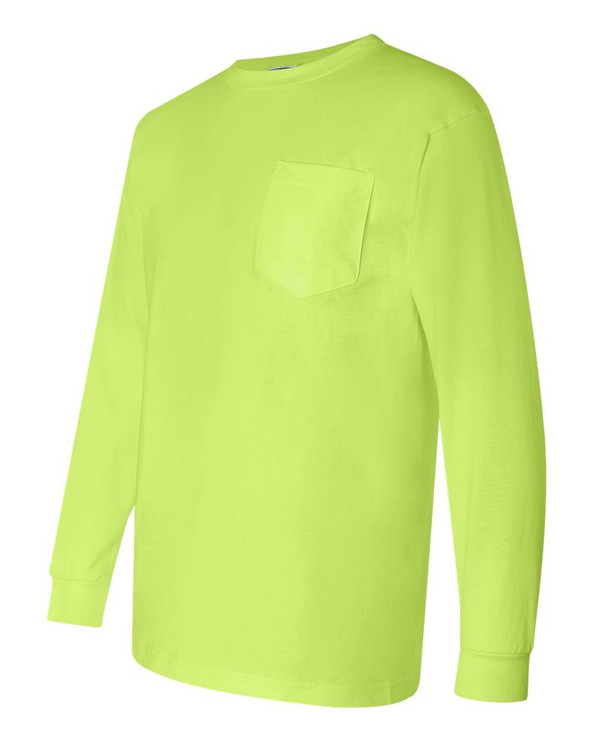 Bayside 3055 - Camiseta de manga larga con bolsillo de Union-Made