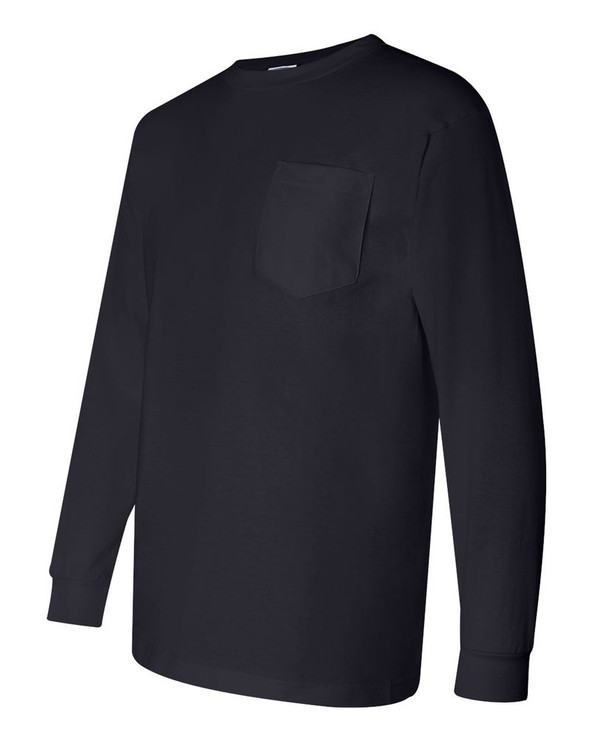 Bayside 3055 - Camiseta de manga larga con bolsillo de Union-Made