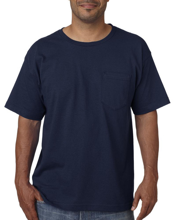 Bayside 5070 - Camiseta de manga corta con bolsillo, fabricada en EE.UU.