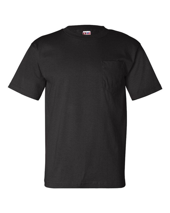 Bayside 7100 - Camiseta de manga corta con bolsillo, fabricada en EE.UU.