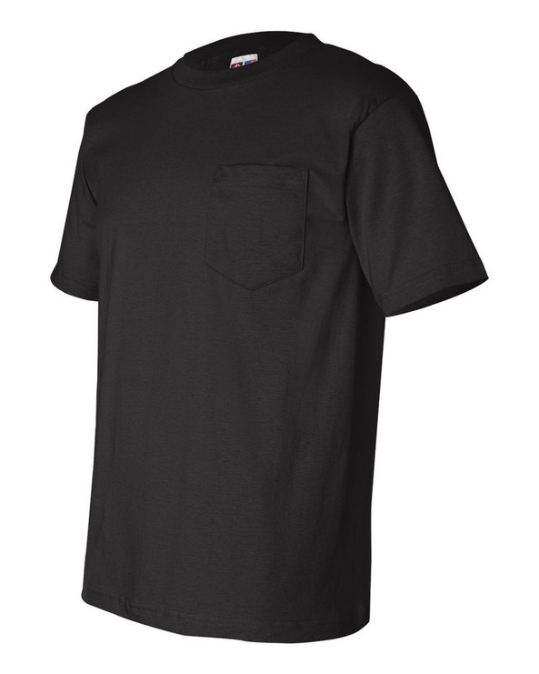 Bayside 7100 - Camiseta de manga corta con bolsillo, fabricada en EE.UU.