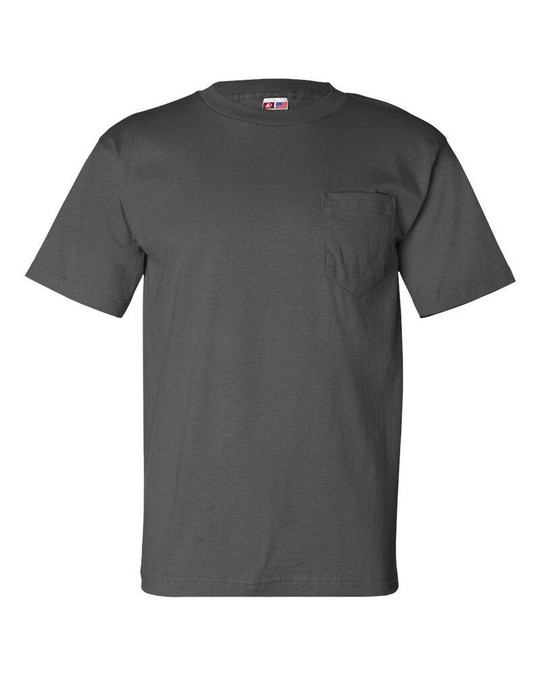 Bayside 7100 - Camiseta de manga corta con bolsillo, fabricada en EE.UU.