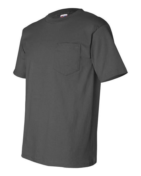 Bayside 7100 - Camiseta de manga corta con bolsillo, fabricada en EE.UU.