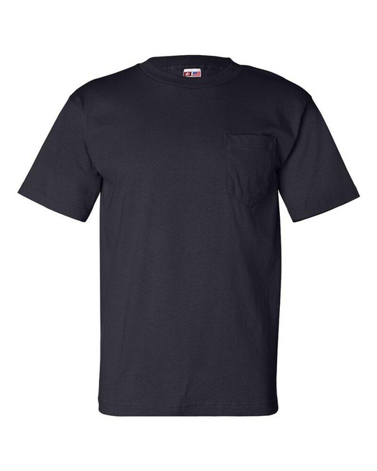 Bayside 7100 - Camiseta de manga corta con bolsillo, fabricada en EE.UU.