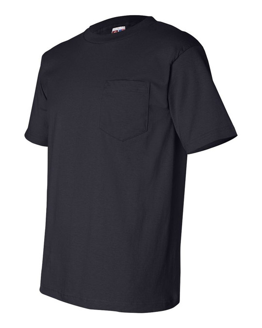 Bayside 7100 - Camiseta de manga corta con bolsillo, fabricada en EE.UU.