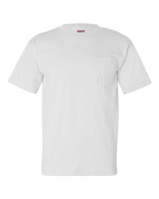 Bayside 7100 - Camiseta de manga corta con bolsillo, fabricada en EE.UU.