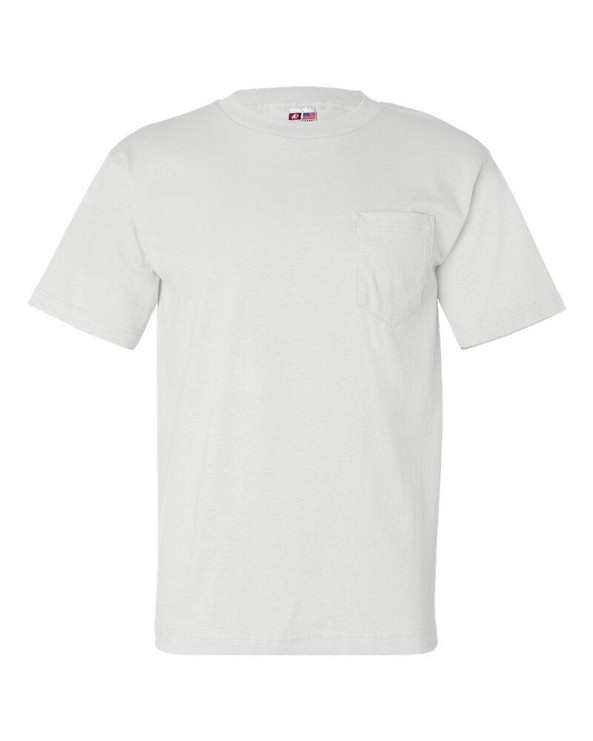 Bayside 7100 - Camiseta de manga corta con bolsillo, fabricada en EE.UU.