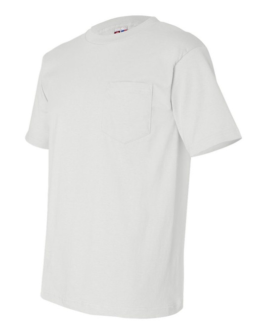 Bayside 7100 - Camiseta de manga corta con bolsillo, fabricada en EE.UU.