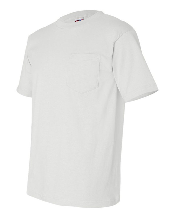 Bayside 7100 - Camiseta de manga corta con bolsillo, fabricada en EE.UU.