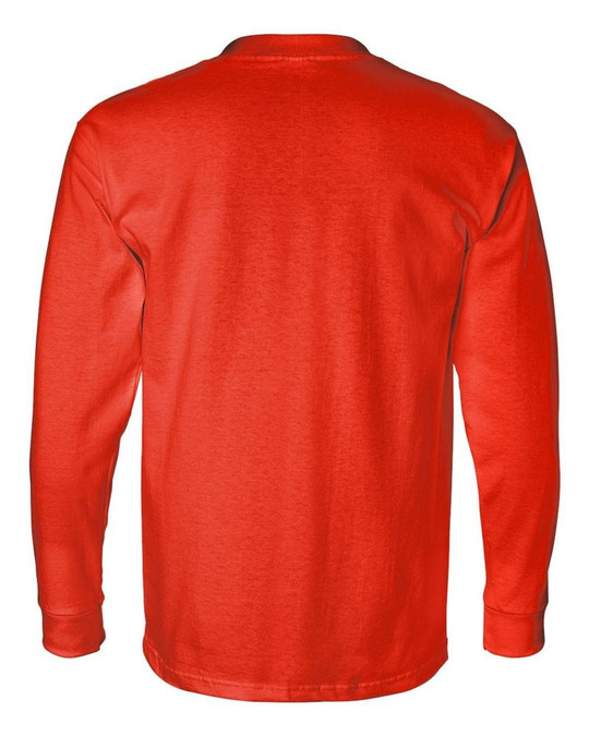 Bayside 8100 - Camiseta de manga larga con bolsillo, fabricada en EE.UU.
