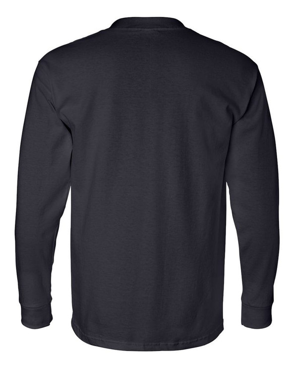 Bayside 8100 - Camiseta de manga larga con bolsillo, fabricada en EE.UU.