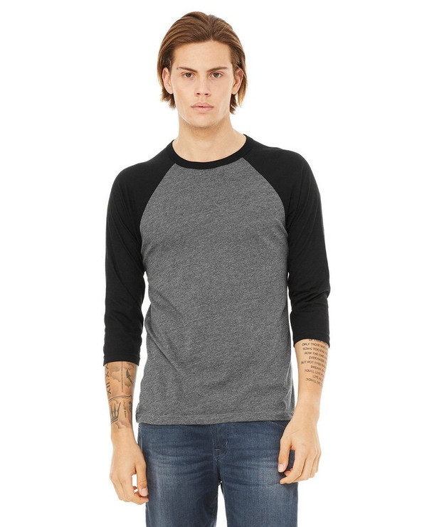 Bella+Canvas 3200 - Remera unisex báisbol Raglan manga 3/4 