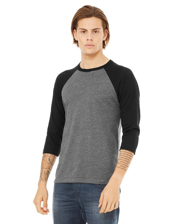 Bella+Canvas 3200 - Remera unisex báisbol Raglan manga 3/4 