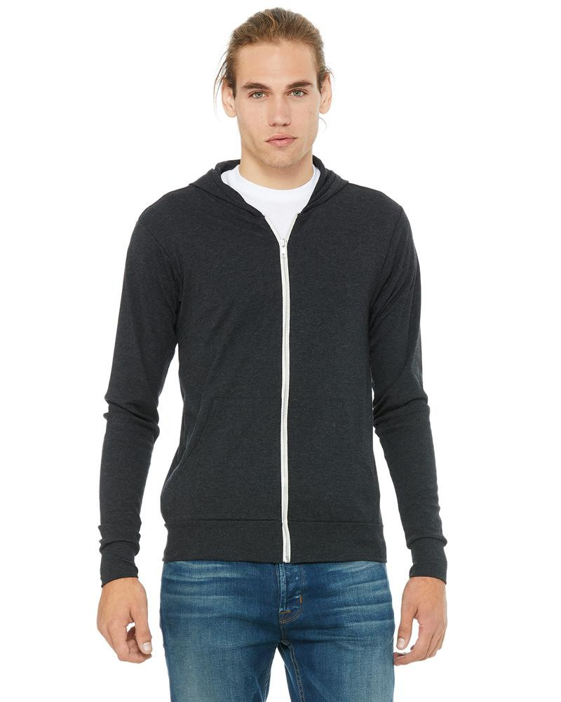 Bella+Canvas 3939 - Triblend Unisex Lightweight Hooded Full-Zip T-Shirt