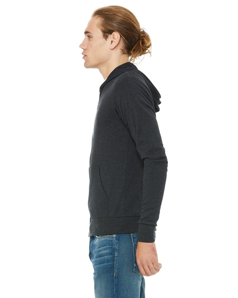 Bella+Canvas 3939 - Triblend Unisex Lightweight Hooded Full-Zip T-Shirt