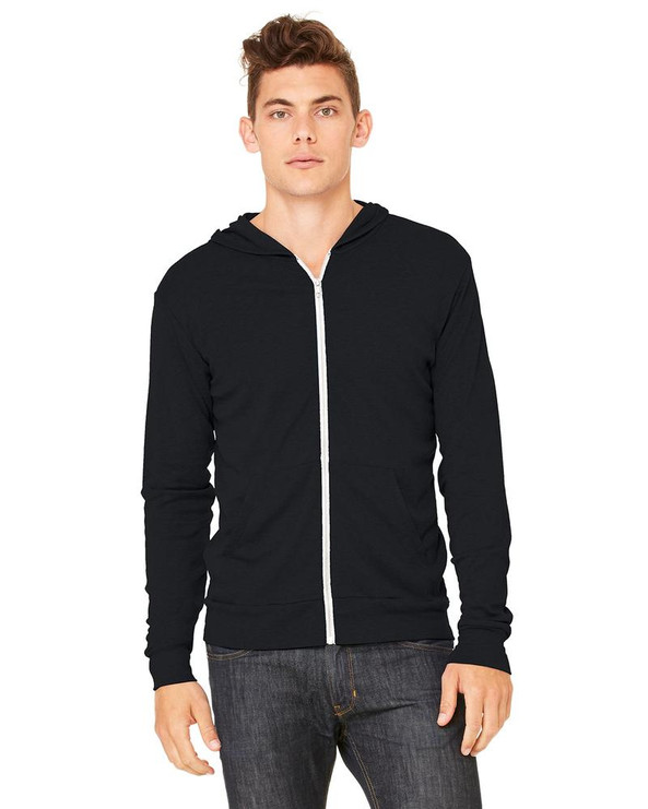 Bella+Canvas 3939 - Triblend Unisex Lightweight Hooded Full-Zip T-Shirt