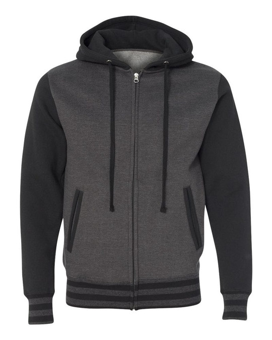 Independent Trading Co. IND45UVZ - Sudadera con capucha con cremallera Varsity de peso pesado unisex