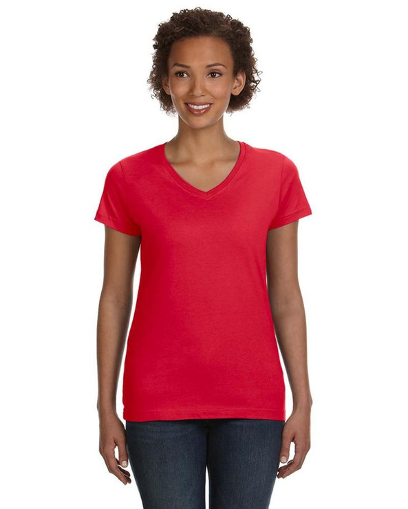LAT 3507 - Ladies' Fine Jersey V-NeckT-Shirt