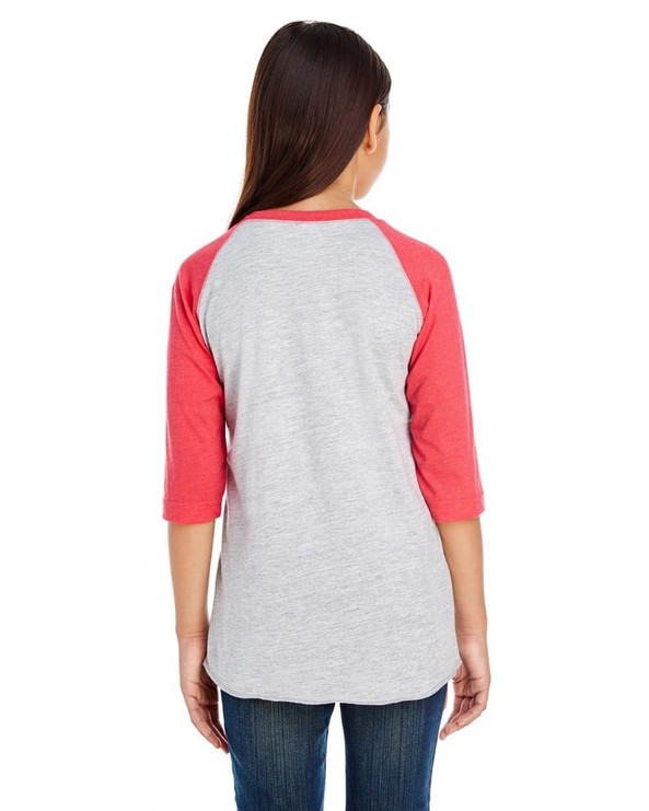 LAT 6130 - Youth Vintage Fine Jersey Three-Quarter Sleeve Baseball T-Shirt