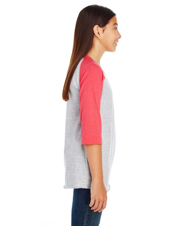 LAT 6130 - Youth Vintage Fine Jersey Three-Quarter Sleeve Baseball T-Shirt
