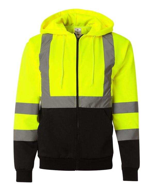 ML Kishigo JS102-103 - Hi-Vis Hooded Full-Zip Sweatshirt