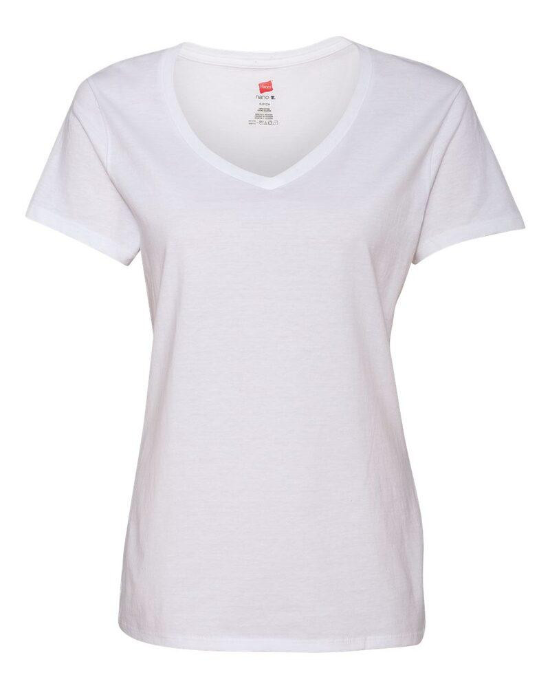 Hanes S04V - Hanes® Ladies' Nano-T® Cotton V-Neck T-Shirt