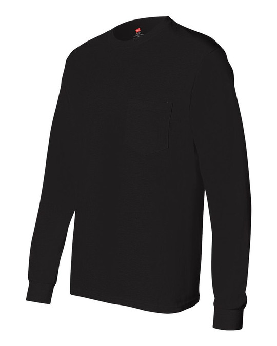 Hanes 5596 - Camiseta de manga larga Tagless® con bolsillo
