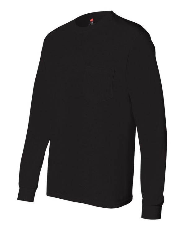 Hanes 5596 - Camiseta de manga larga Tagless® con bolsillo