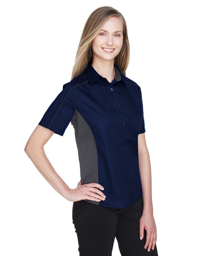 North End 77042 - Camisas de sarga con bloques de color para damas Fuse