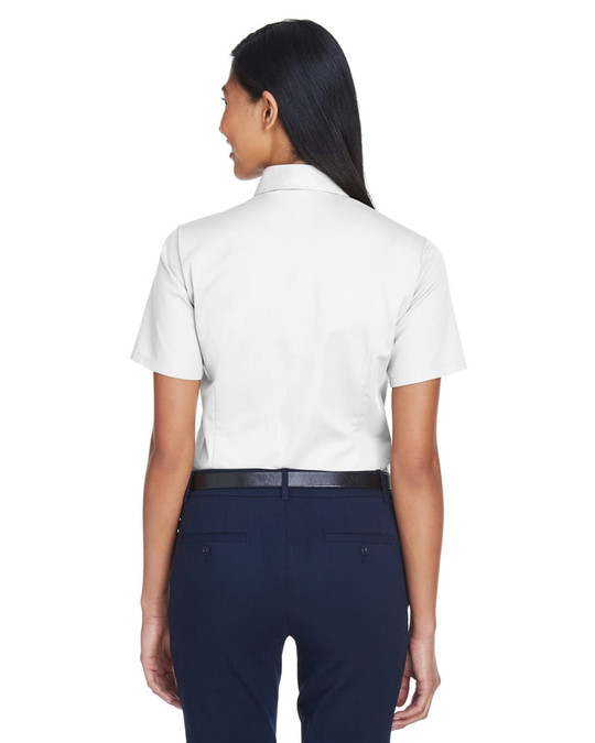 Harriton M500SW - Chemise en sergé à manches courtes Easy Blend pour dames, avec traitement antitaches
