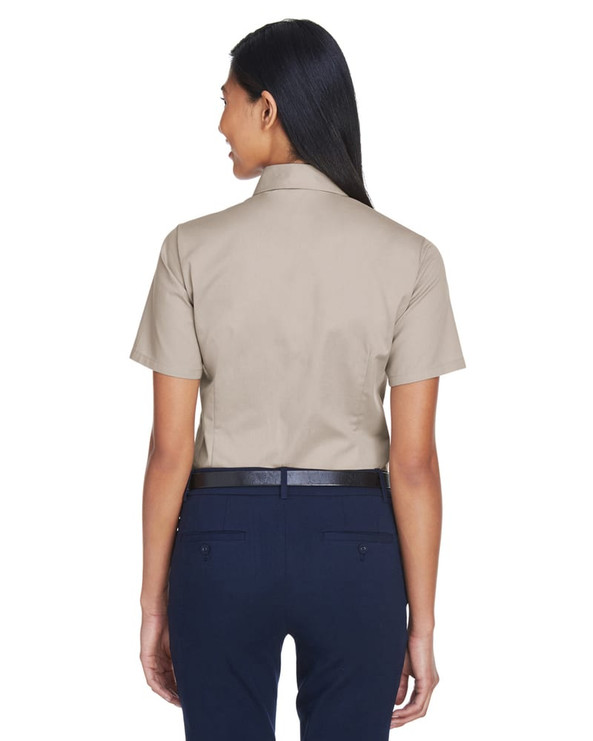 Harriton M500SW - Ladies Easy Blend Short-Sleeve Twill Shirt with Stain-Release