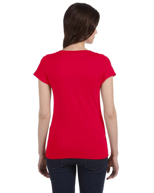 Gildan G64VL - T-shirt à col en V ajusté pour femme Softstyle® 4,5 oz.
