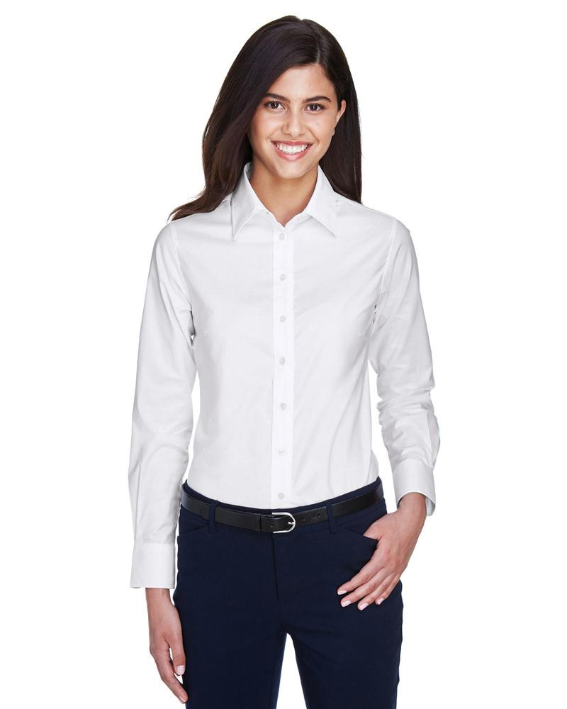 Harriton M600W - Oxford à manches longues pour dames avec traitement antitache