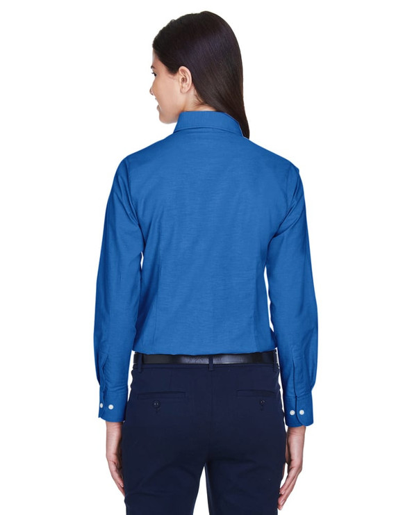 Harriton M600W - Ladies Long-Sleeve Oxford with Stain-Release