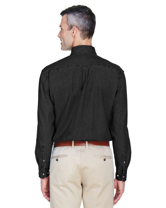 Harriton M550 - Camisa de mezclilla de manga larga de 6.5 oz.