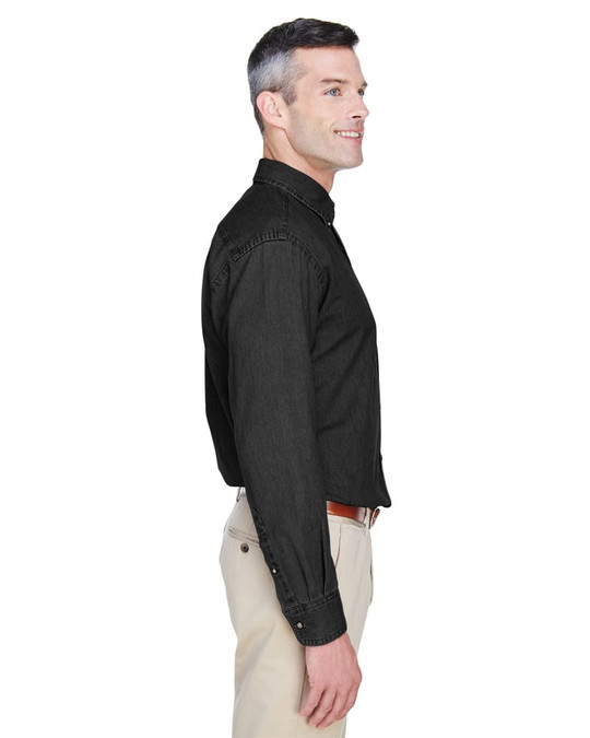 Harriton M550 - Camisa de mezclilla de manga larga de 6.5 oz.