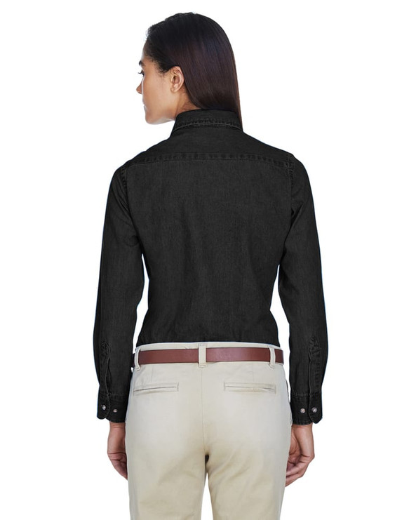 Harriton M550W - Ladies 6.5 oz. Long-Sleeve Denim Shirt