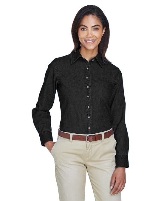 Harriton M550W - Chemise en denim à manches longues pour femmes 6,5 oz.