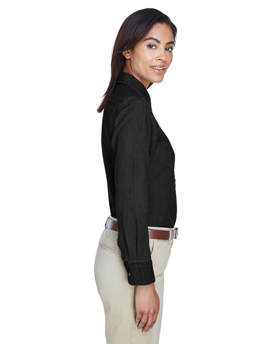 Harriton M550W - Chemise en denim à manches longues pour femmes 6,5 oz.