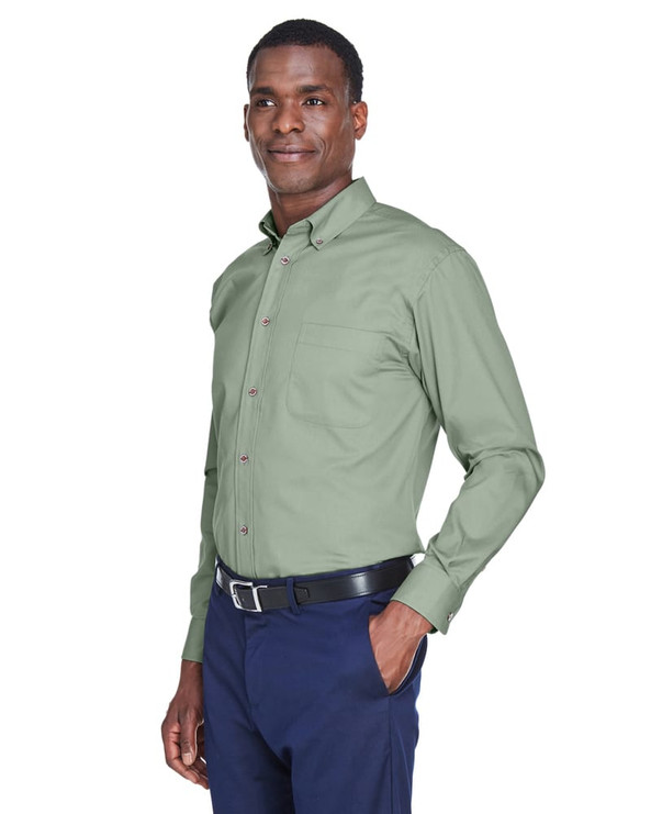 Harriton M500 - Men's Easy Blend Long-Sleeve Twill Shirt with Stain-Release