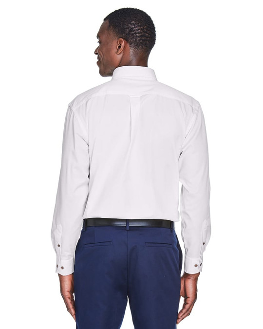 Harriton M500 - Chemise en sergé à manches longues Easy Blend avec traitement anti-taches