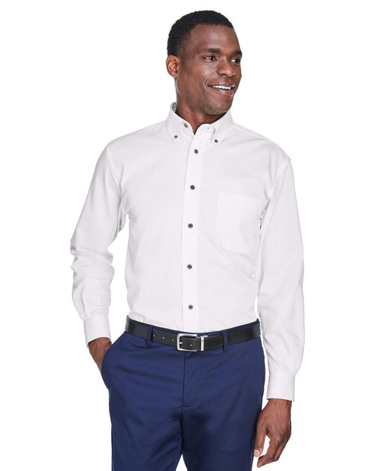 Harriton M500 - Chemise en sergé à manches longues Easy Blend avec traitement anti-taches