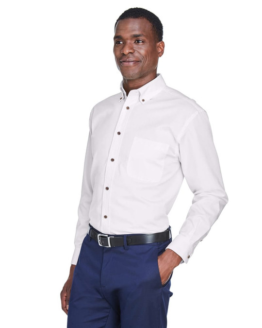 Harriton M500 - Chemise en sergé à manches longues Easy Blend avec traitement anti-taches