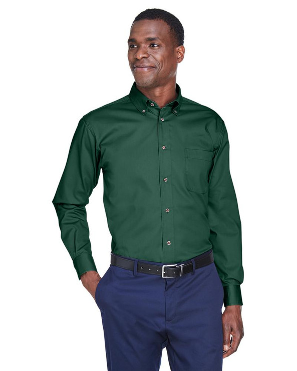 Harriton M500 - Chemise en sergé à manches longues Easy Blend avec traitement anti-taches